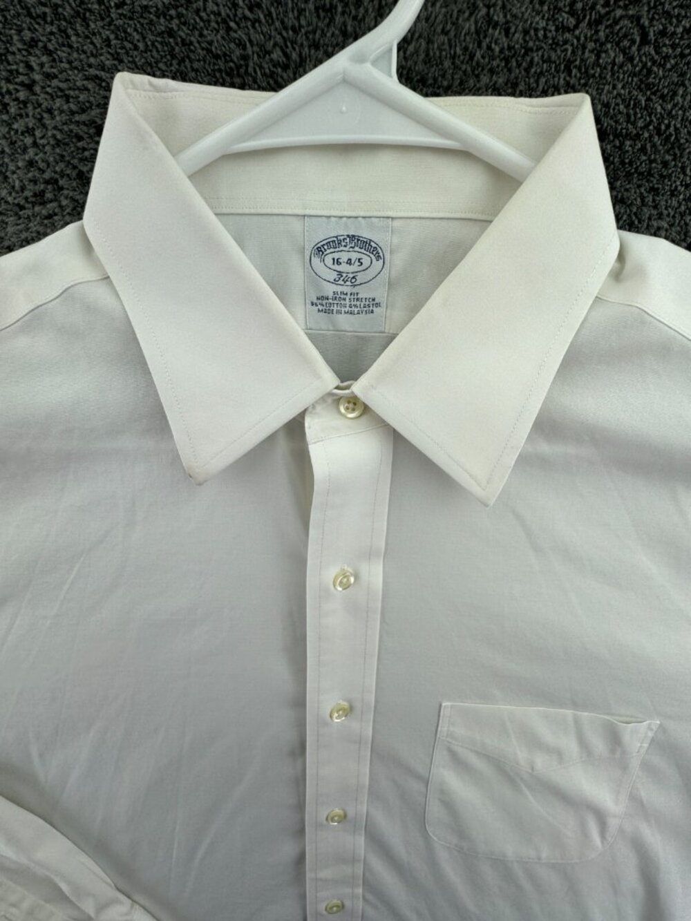 Brooks Brothers Button Up Shirt Long Sleeve White 16 34/35 Slim Fit Stretch Men